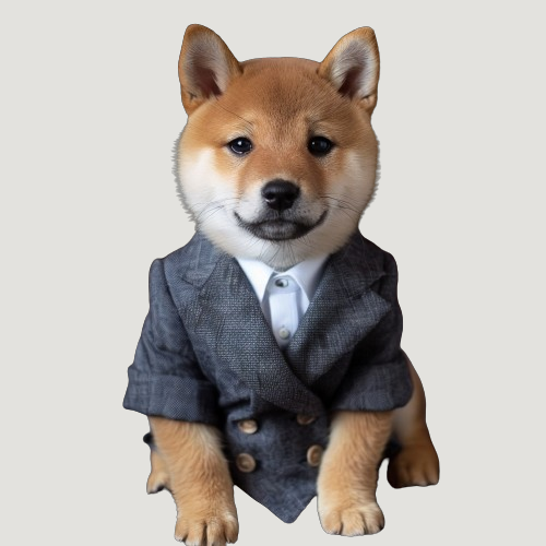 A dog in a suit.